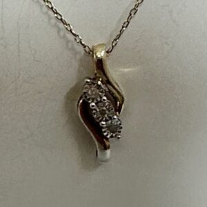 14k GF real 3 Diamonds Pendant Necklace​